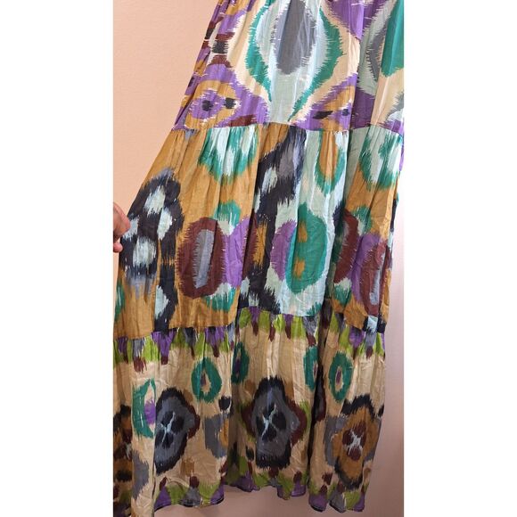 CATO GEO PRINT BEADED FAIRY SUMMER OUTDOORS VACATION RESORT MAXI DRES SIZE 8 - Picture 4 of 8